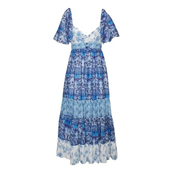 blue dress for baby girl SANDRO Knit And Denim Midi Dress - Blue